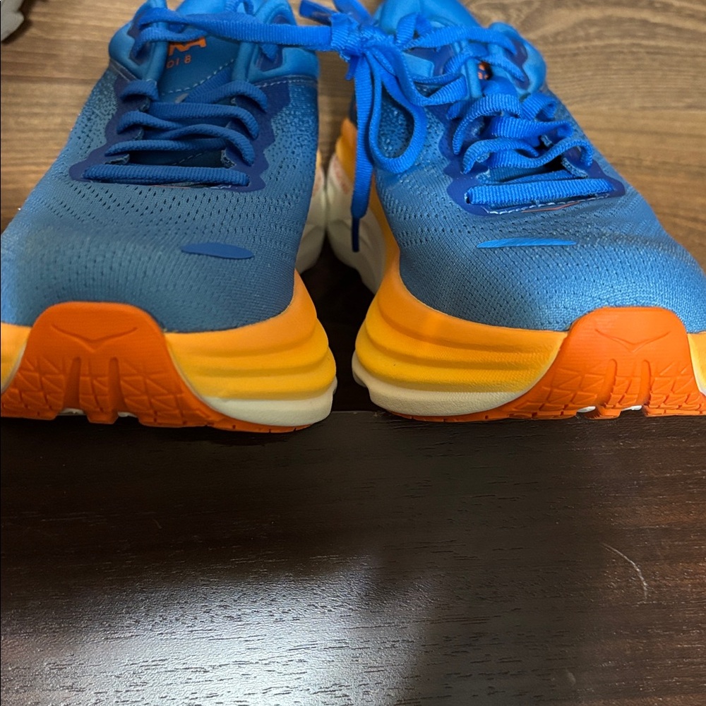 Hoka Bondi 8 Vibrant Blue and Orange Sneakers - Picture 10 of 10